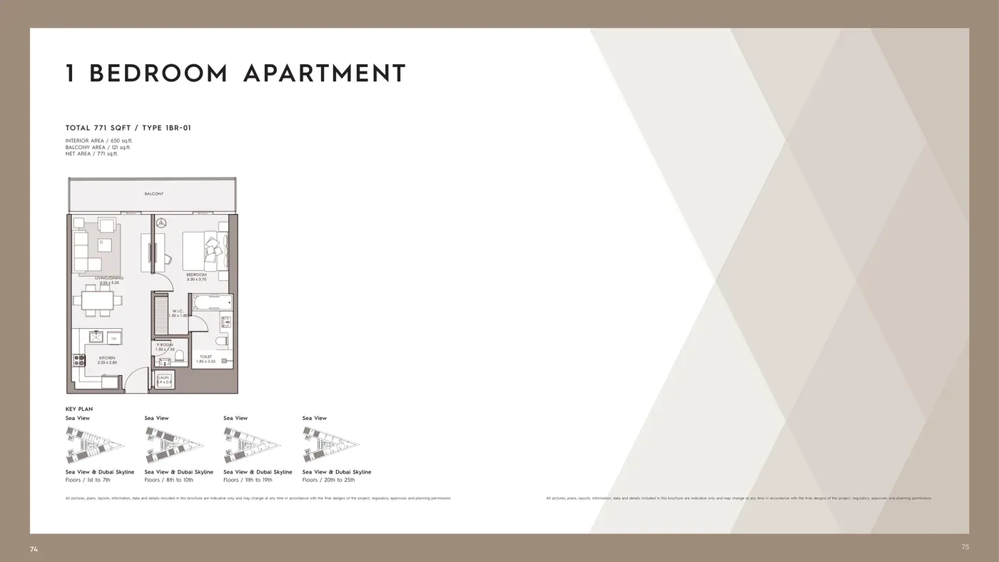 Official Mar Casa one-bedroom floor plan