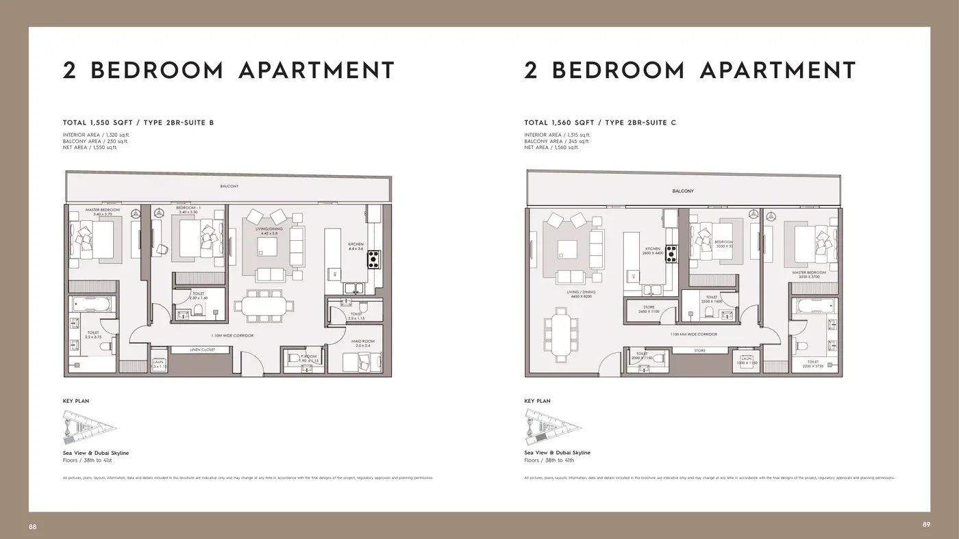 Official Mar Casa two-bedroom floor plan
